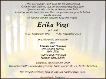 Traueranzeige von Erika Vogt von SYK