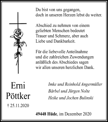 Traueranzeige von Erni Pöttker von SYK