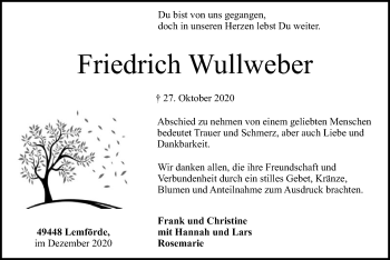 Traueranzeige von Friedrich Wullweber von SYK