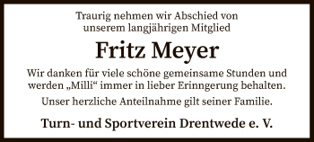 Traueranzeige von Fritz Meyer von SYK