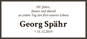 Traueranzeige von Georg Spähr von SYK