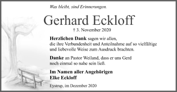 Traueranzeige von Gerhard Eckloff von SYK