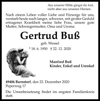 Traueranzeige von Gertrud Buß von SYK