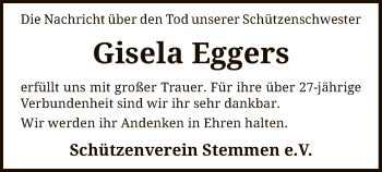 Traueranzeige von Gislea Eggers von SYK