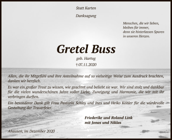 Traueranzeige von Gretel Buss von SYK