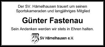 Traueranzeige von Günter Fastenau von SYK