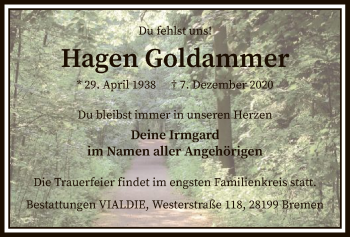 Traueranzeige von Hagen Goldammer von SYK