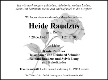 Traueranzeige von Heide Raudzus von SYK