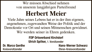 Traueranzeige von Herbert Meier von SYK