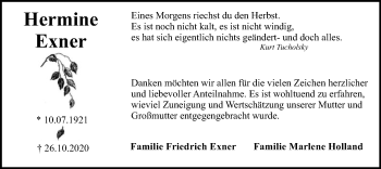 Traueranzeige von Hermine Exner von SYK