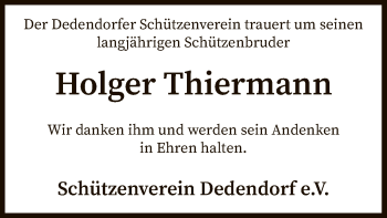 Traueranzeige von Holger Thiermann von SYK