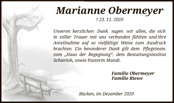 Traueranzeige von Marianne Obermeyer von SYK