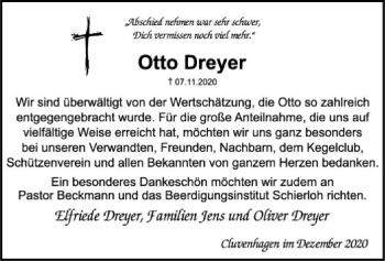 Traueranzeige von Otto Dreyer von SYK