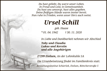 Traueranzeige von Ursel Schill von SYK