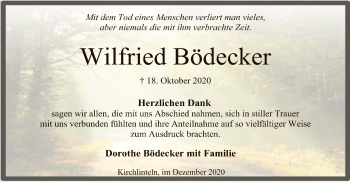 Traueranzeige von Wilfried Bödecker von SYK