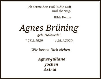 Traueranzeige von Agnes Brüning von SYK