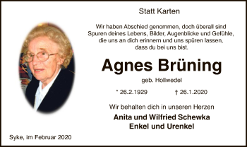 Traueranzeige von Agnes Brüning von SYK