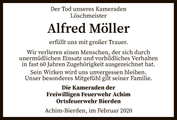 Traueranzeige von Alfred Möller von SYK