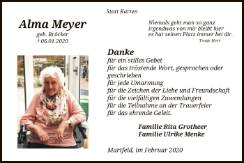 Traueranzeige von Alma Meyer von SYK