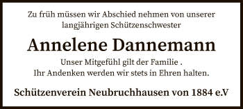 Traueranzeige von Annelene Dannemann von SYK