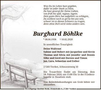 Traueranzeige von Burghard Böhlke von SYK