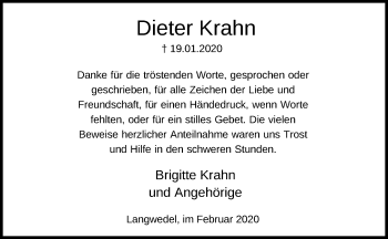 Traueranzeige von Dieter Krahn von SYK