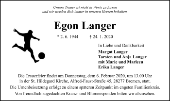 Traueranzeige von Egon Langer von SYK