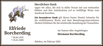 Traueranzeige von Elfriede Borcherding von SYK