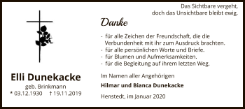 Traueranzeige von Elli Dunekacke von SYK