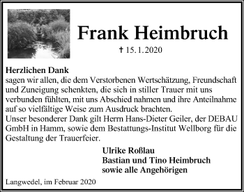 Traueranzeige von Frank Heimbruch von SYK