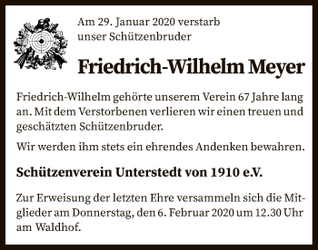 Traueranzeige von Friedrich-Wilhelm Meyer von SYK