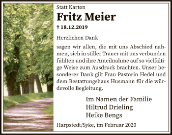 Traueranzeige von Fritz Meier von SYK