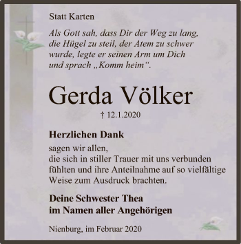 Traueranzeige von Gerda Völker von SYK