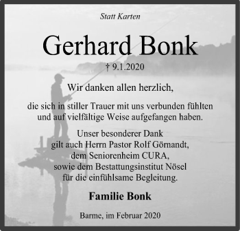 Traueranzeige von Gerhard Bonk von SYK