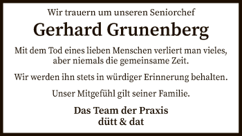 Traueranzeige von Gerhard Grunenberg von SYK