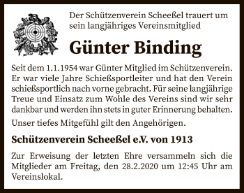 Traueranzeige von Günter Binding von SYK