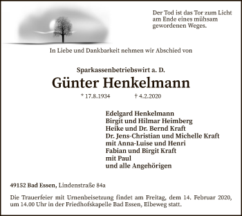 Traueranzeige von Günter Henkelmann von SYK