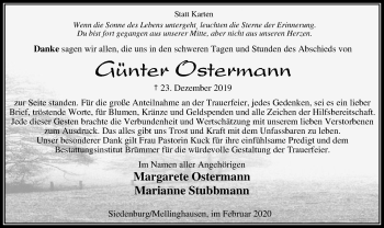 Traueranzeige von Günter Ostermann von SYK