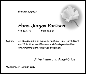 Traueranzeige von Hans-Jürgen Partsch von SYK