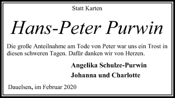 Traueranzeige von Hans-Peter Purwin von SYK