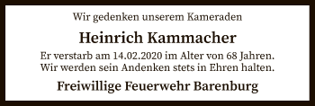 Traueranzeige von Heinrich Kammacher von SYK