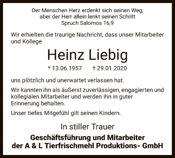 Traueranzeige von Heinz Liebig von SYK