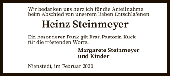 Traueranzeige von Heinz Steinmeyer von SYK