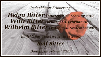 Traueranzeige von Helga Bitter von SYK