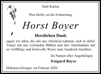 Traueranzeige von Horst Boyer von SYK