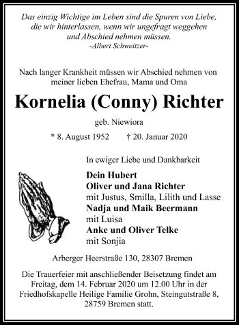 Traueranzeige von Kornelia Richter von SYK