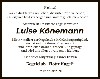 Traueranzeige von Luise Könemann von SYK