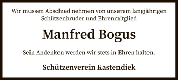 Traueranzeige von Manfred Bogus von SYK