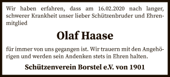 Traueranzeige von Olaf Haase von SYK