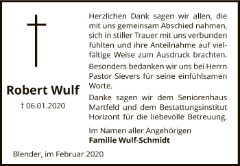 Traueranzeige von Robert Wulf von SYK